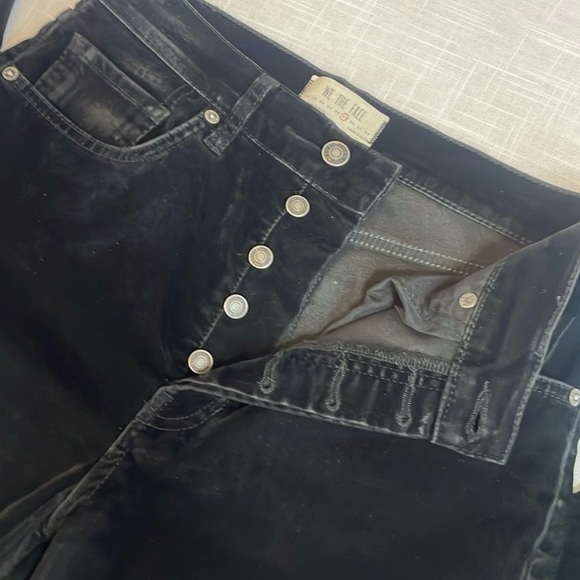 EUC Free People We the Free- black velvet high waist button fly pants - Picture 4 of 10